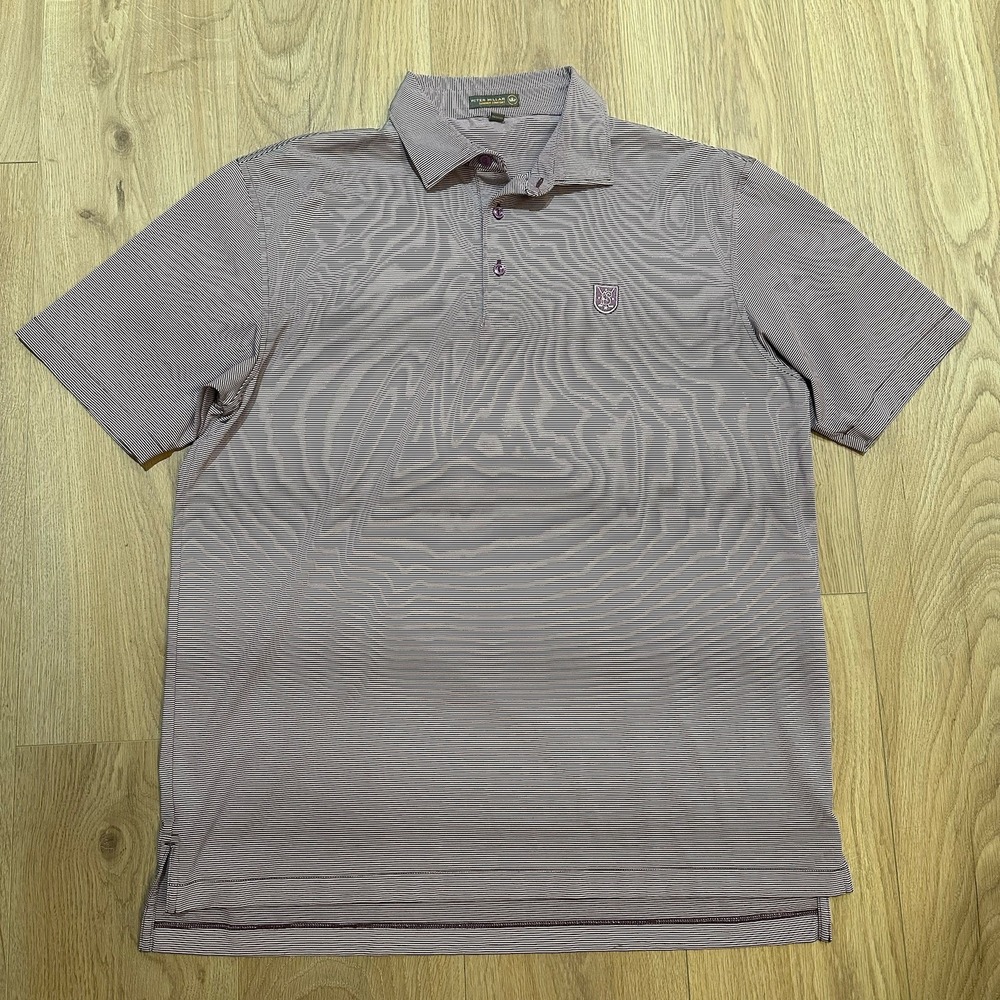 Peter Millar Summer Comfort Men's L Purple Striped Polo Mint Condition